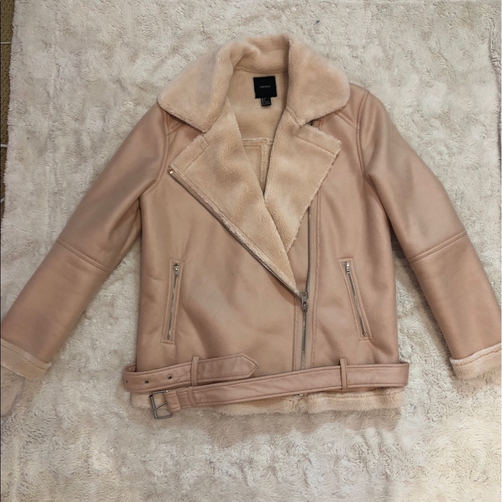 Zara Faux Suede Pink Moto JacKet Acne